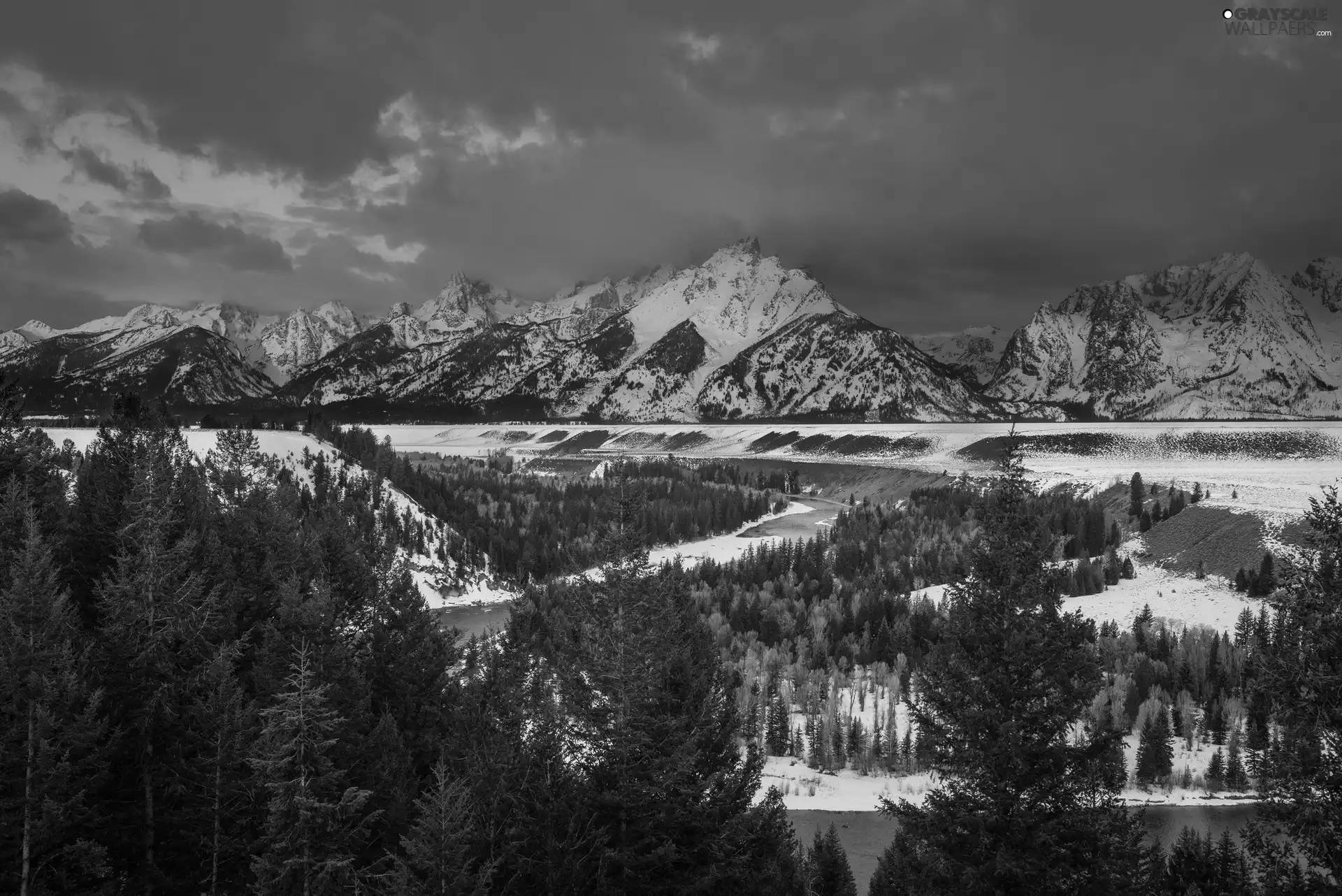 winter, Mountains, forest