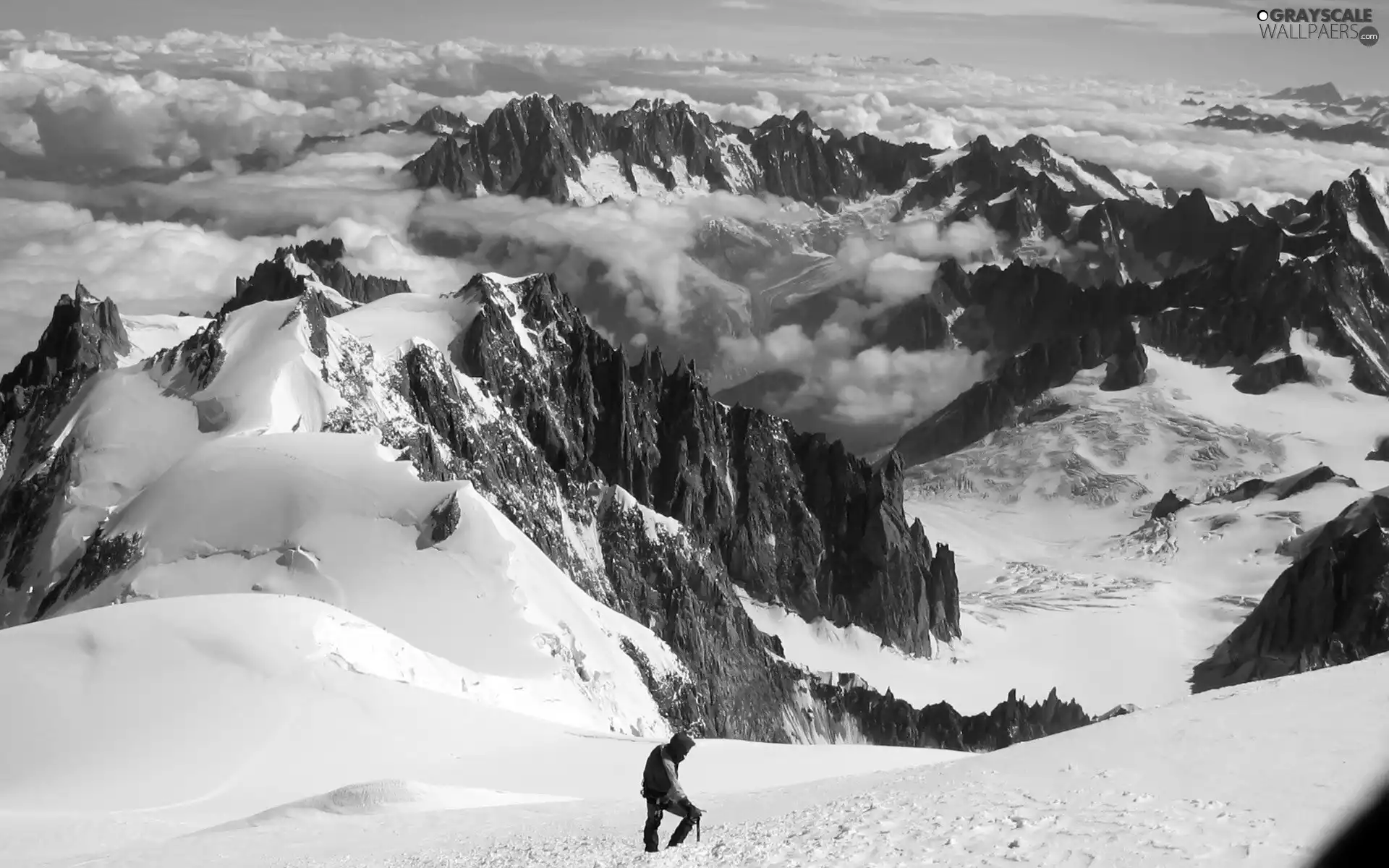 Mountains, clouds, winter, Rocky