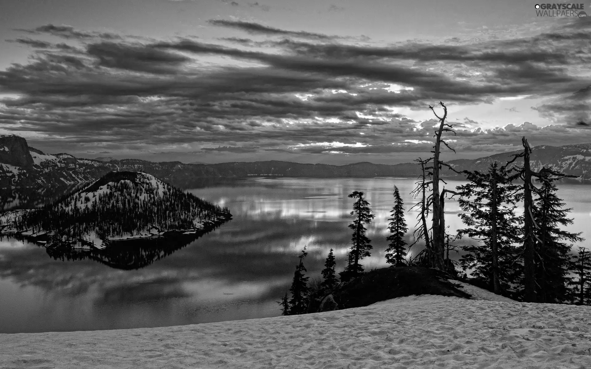 Mountains, sun, winter, west