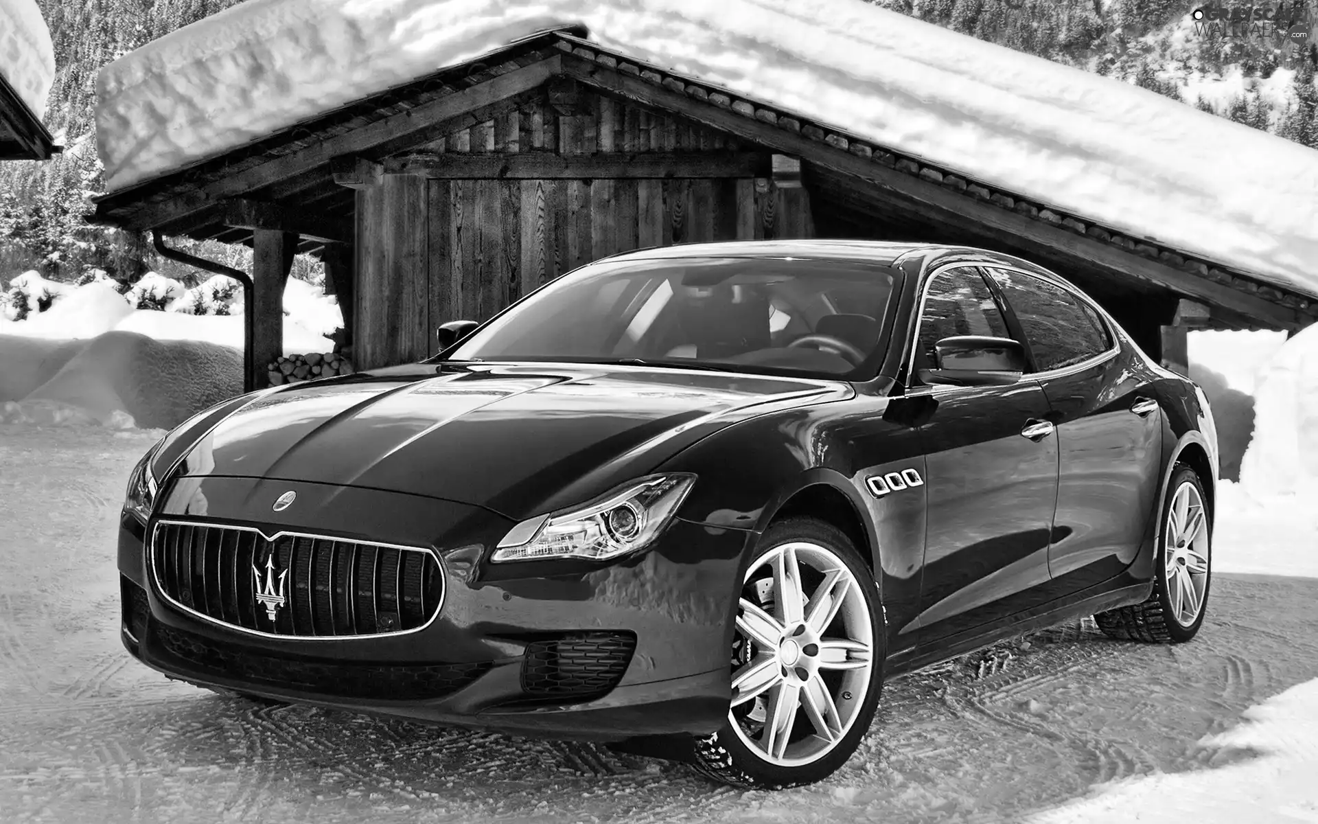 Maserati Q4, Alps, winter, Houses