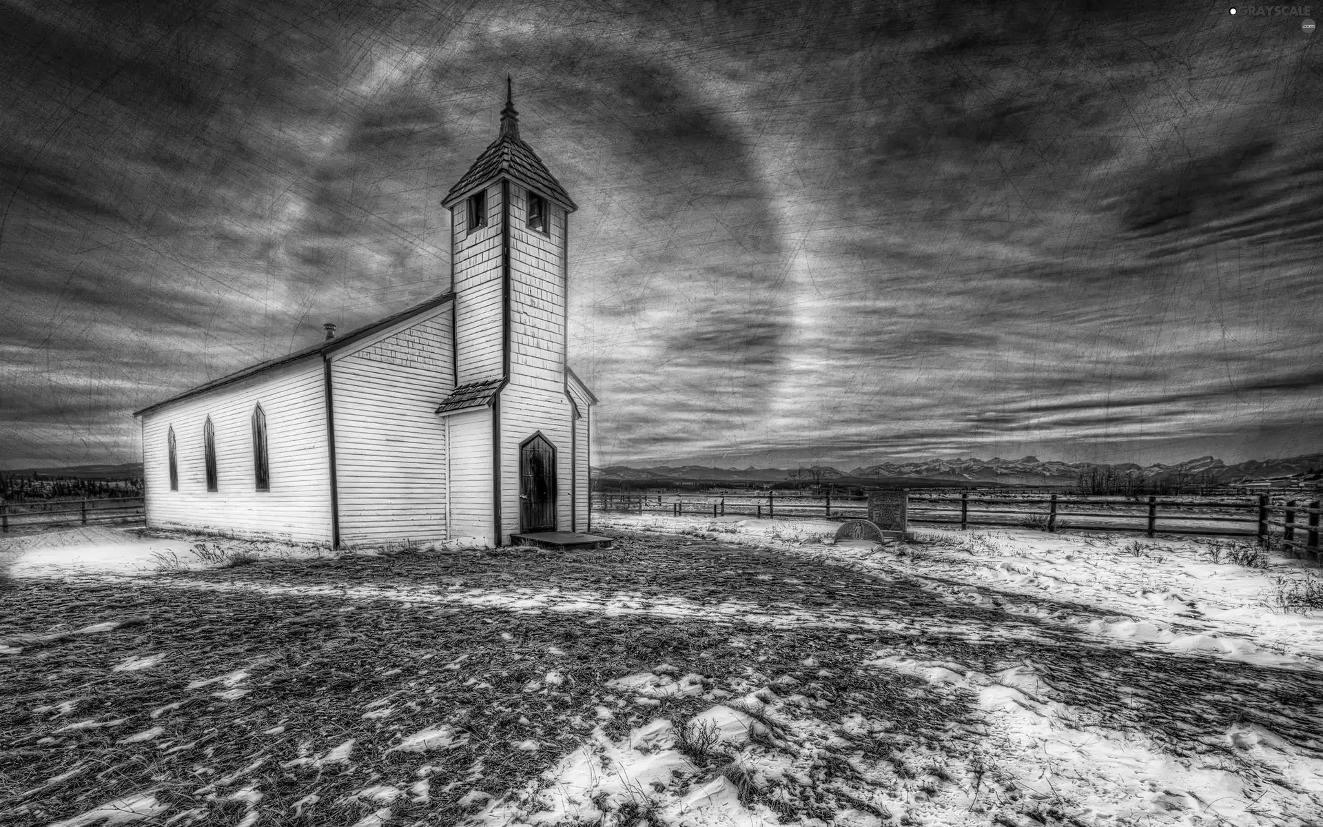 west, church, winter, sun
