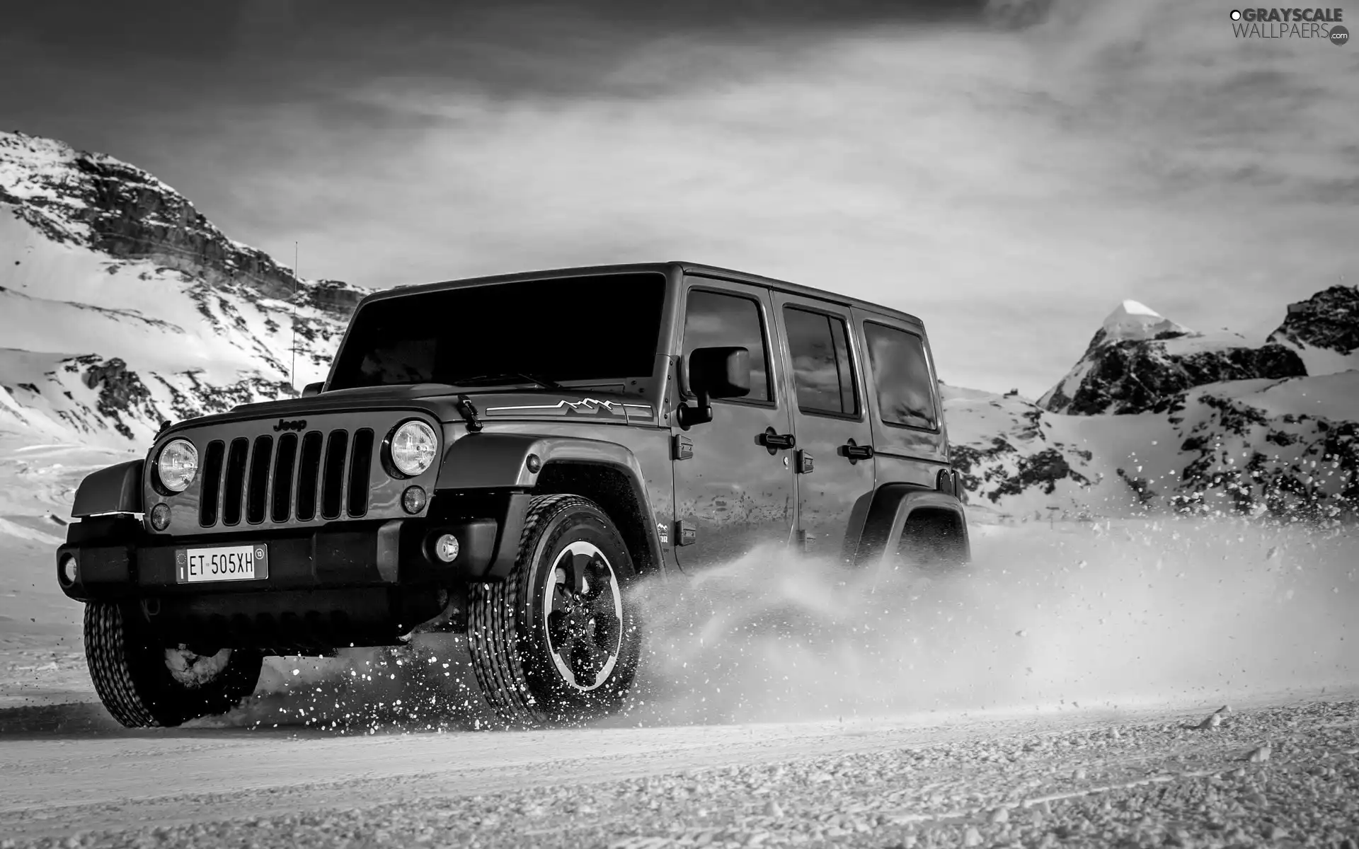 Jeep Wrangler, peaks, winter, Mountains