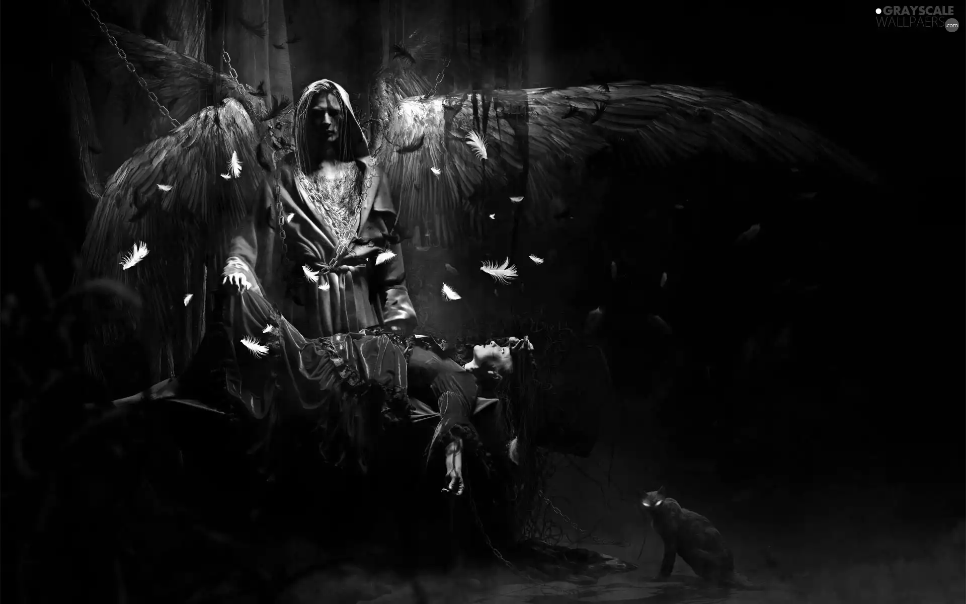 angel, blood, Women, wings