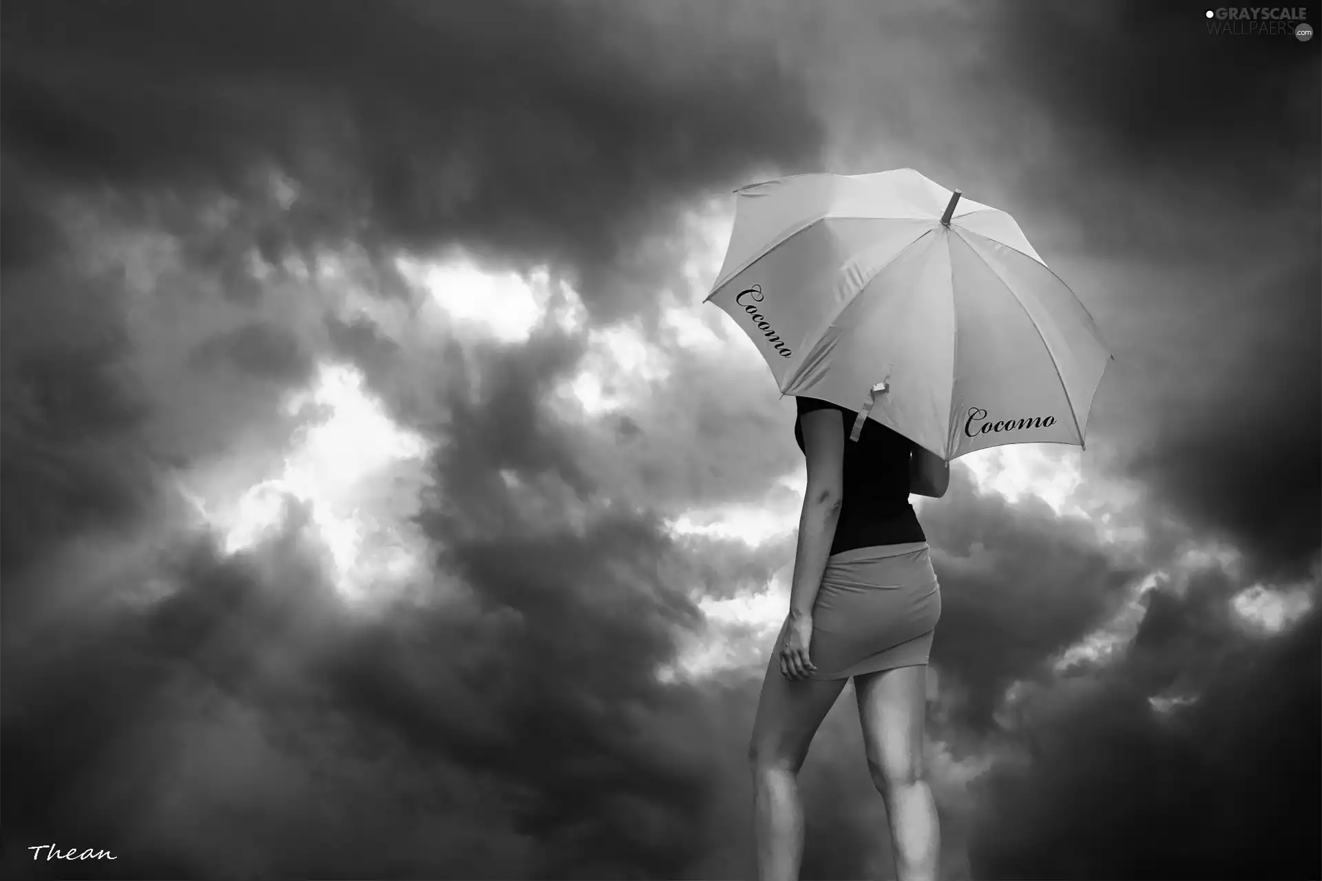 Women, dark, clouds