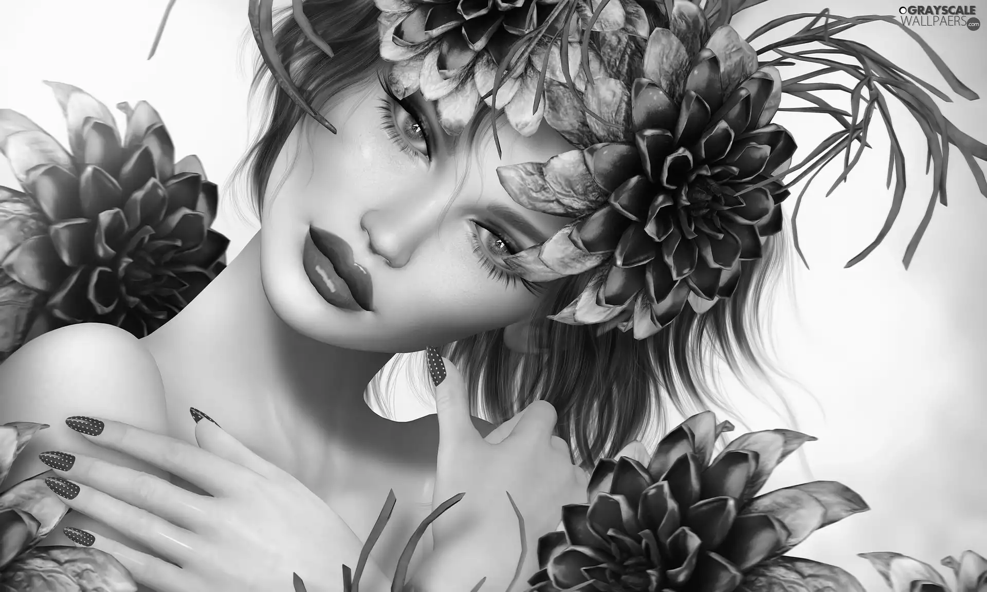 Flowers, 2D Graphics, Women
