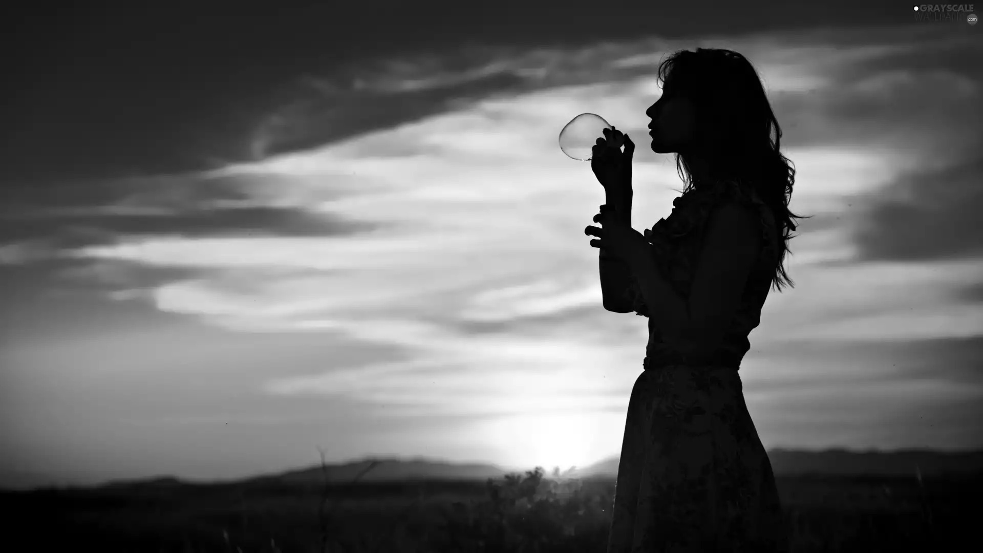 shadow, bubble, Women, Great Sunsets