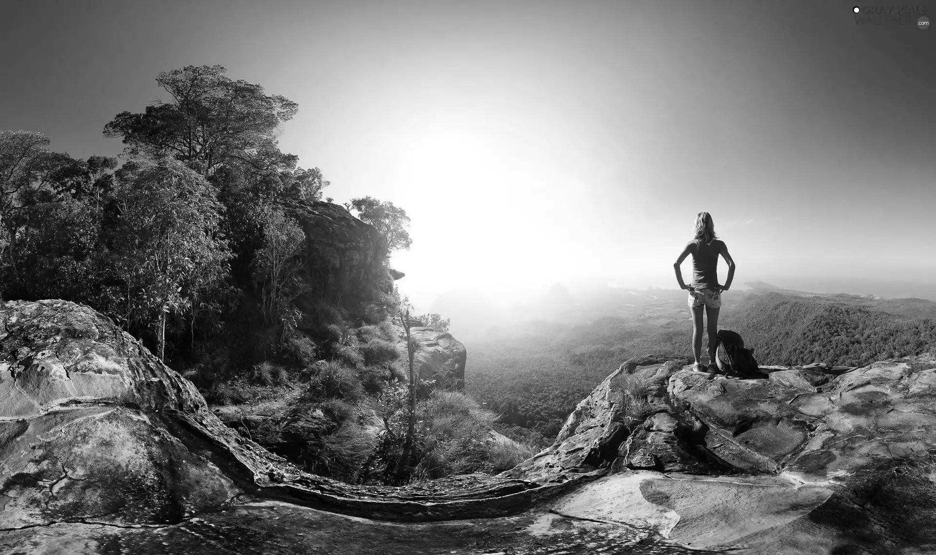 Women, rocks, space