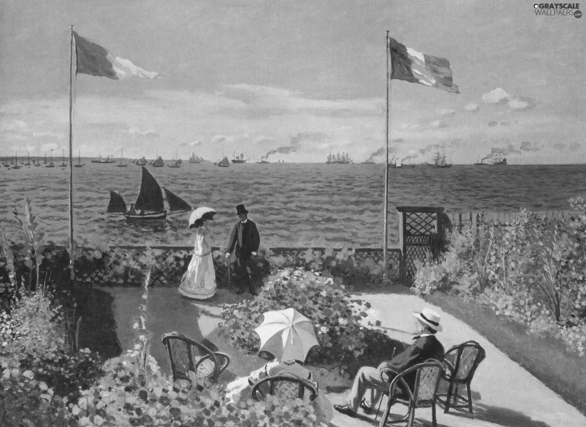 Womens, men, sea, vessels, Garden