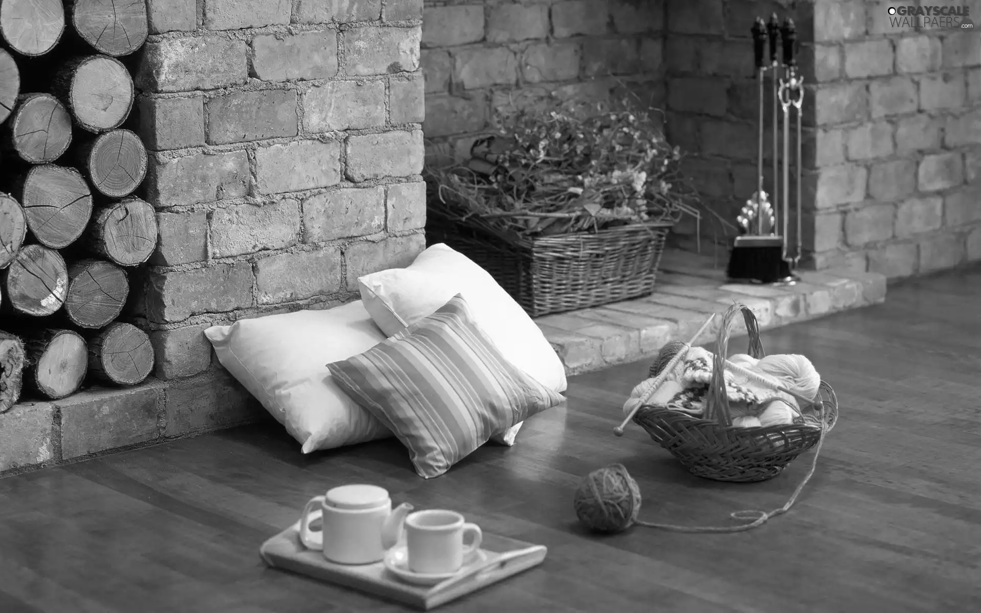 Wood, basket, Pillow, pillows, tea