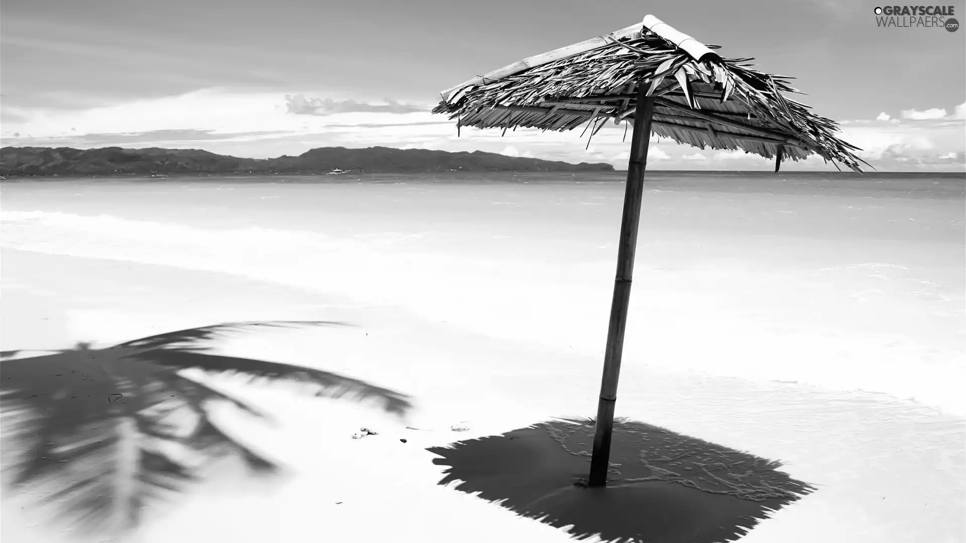 Beaches, sea, Umbrella, holiday, wooden, Waves