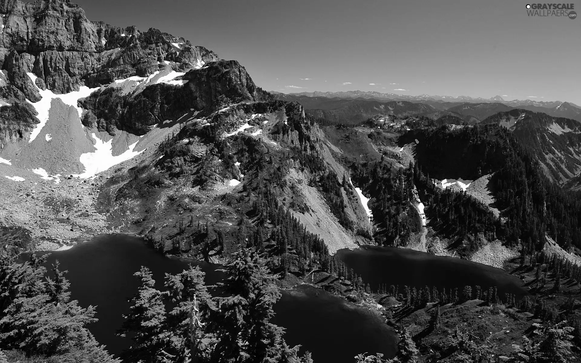 woods, Mountains, lake