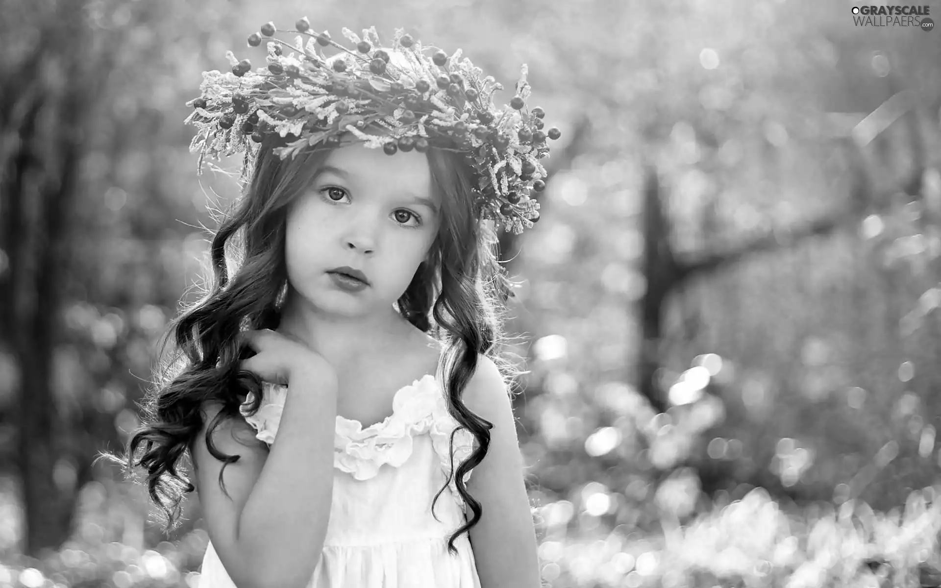 wreath, blur, Garden, girl, summer