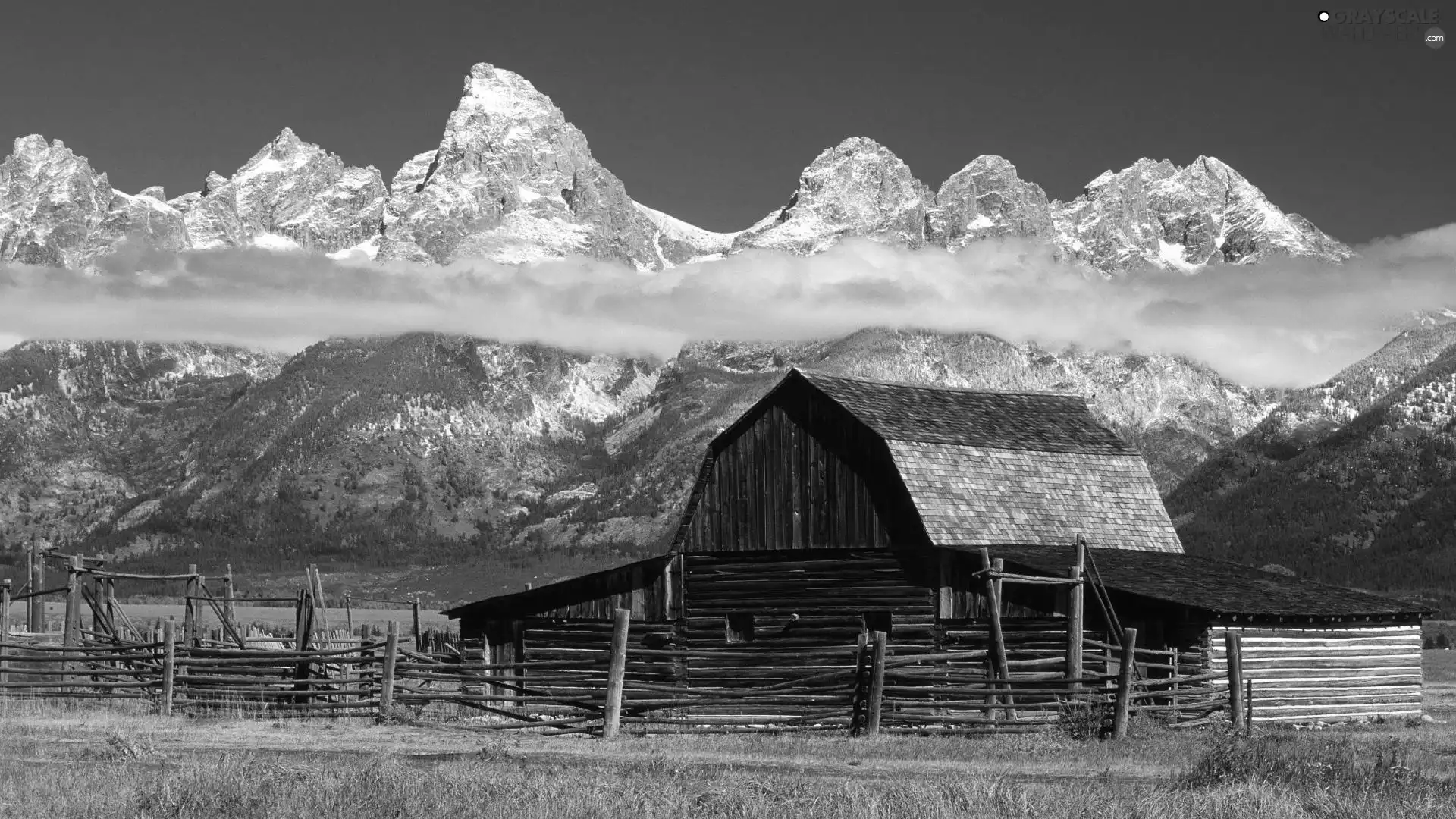 wooden, Mountains, Wyoming, house