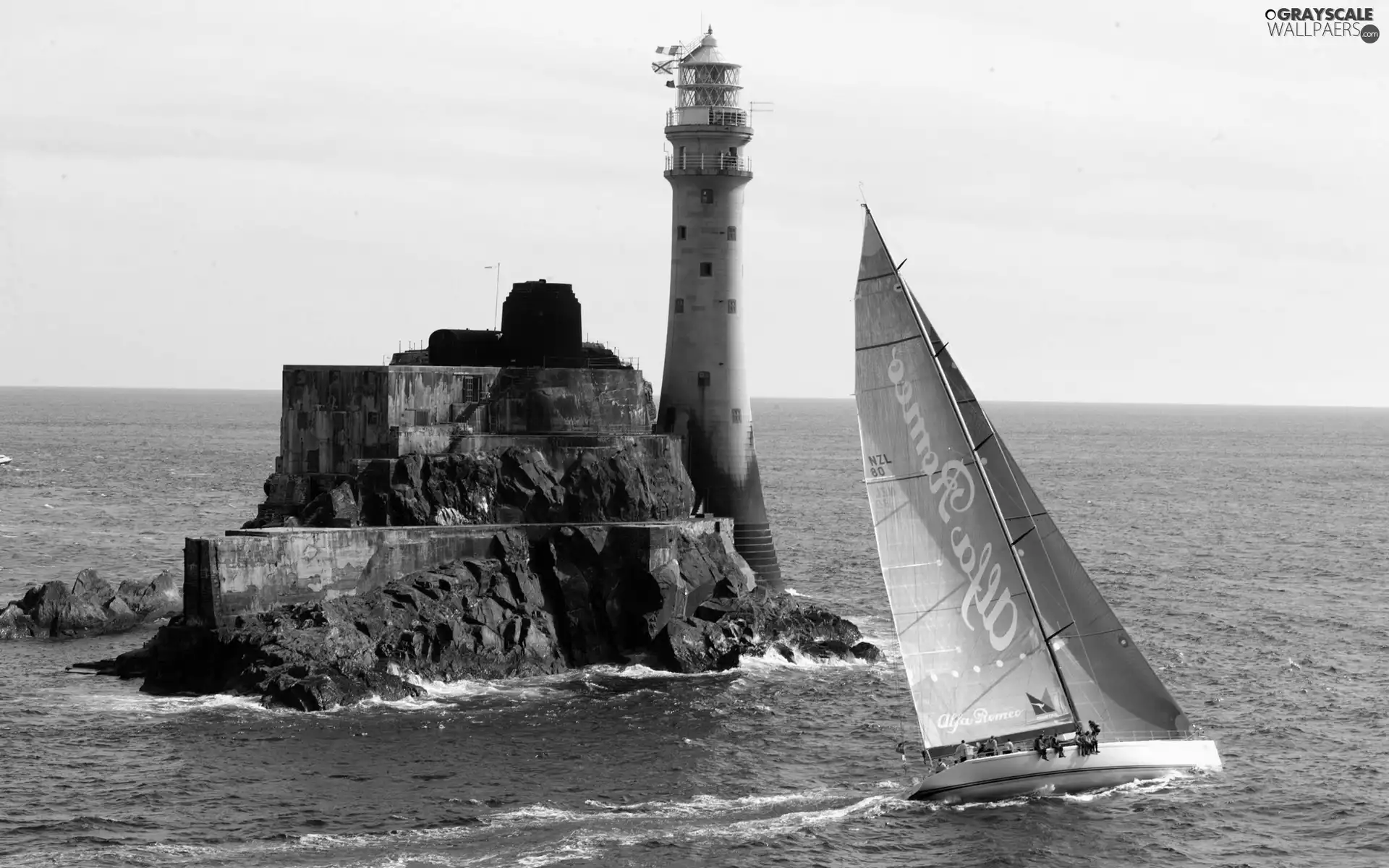 Lighthouses, Rock, Yacht, an