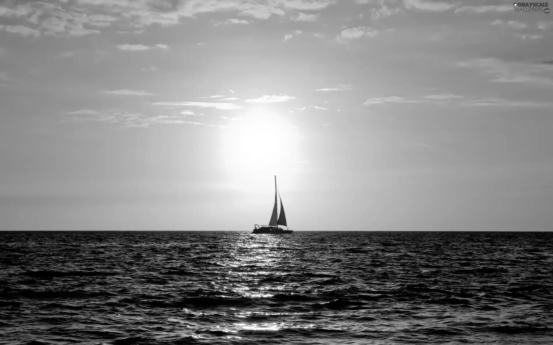 Yacht, sea, Sunrise
