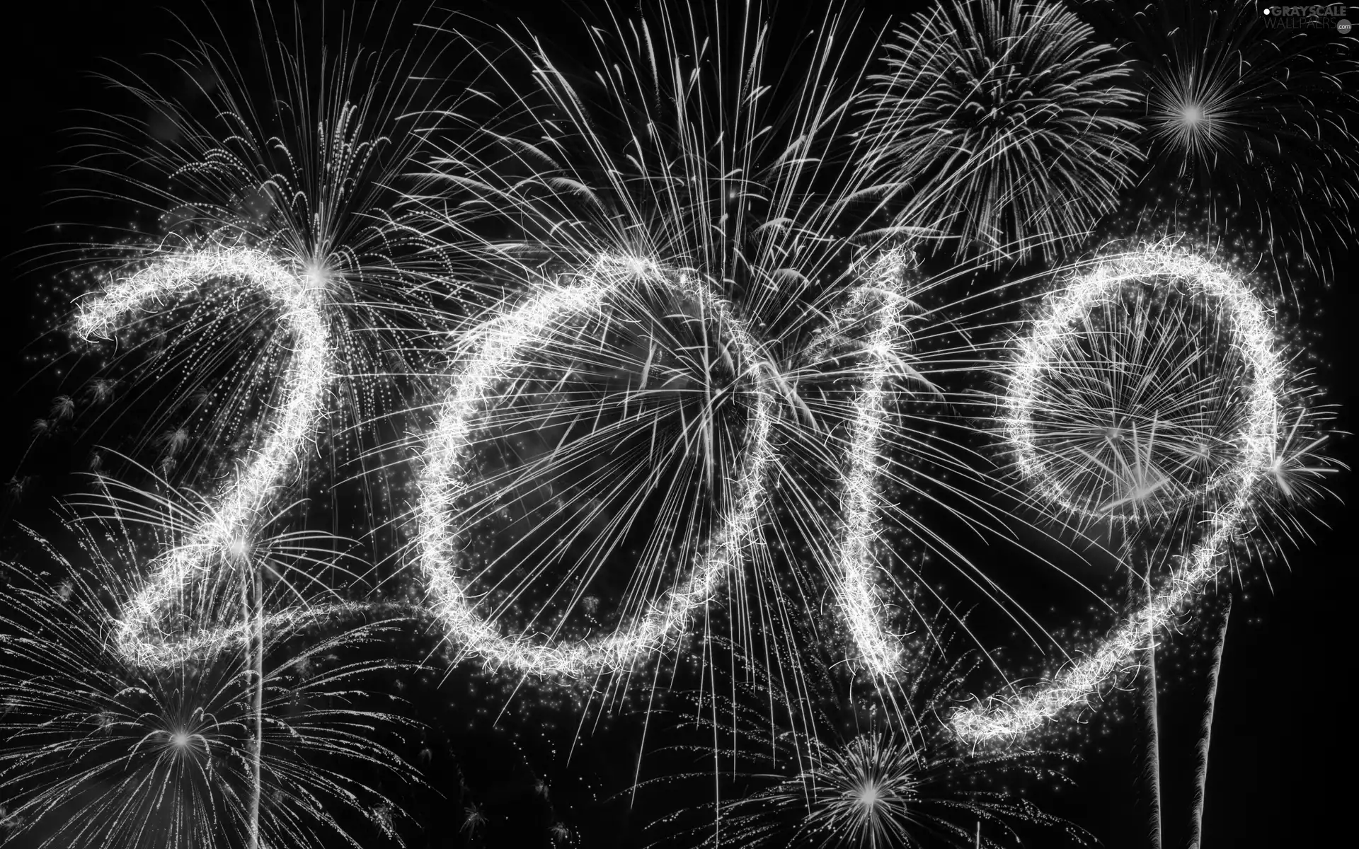 New Year, 2019, fireworks, text