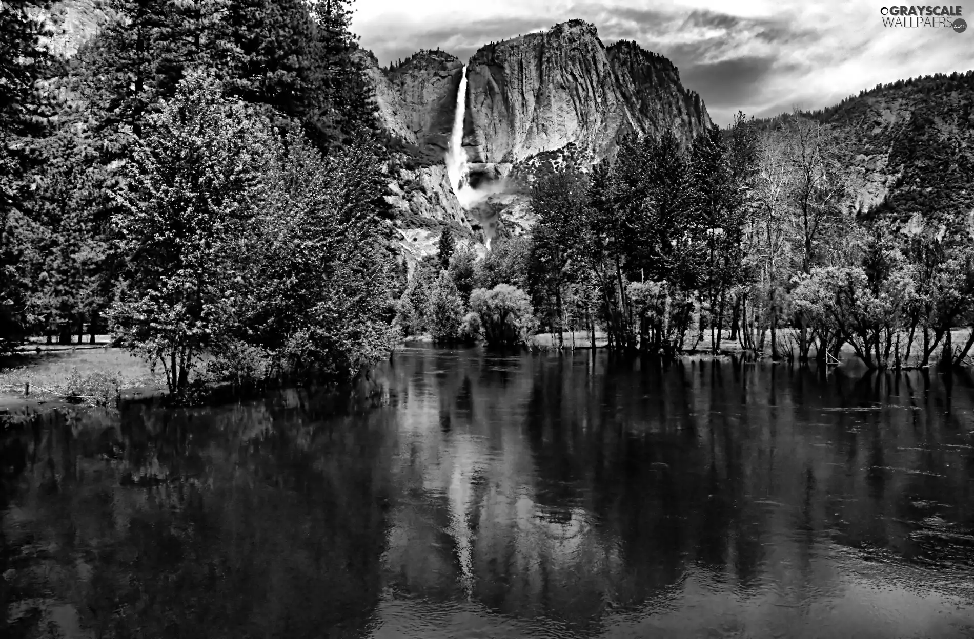 Yosemite National Park, The United States, Mountains, lake, waterfall, State of California