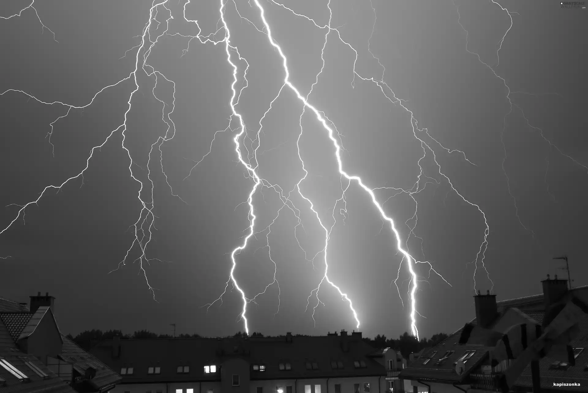 Sky, thunderbolt, Zabrze, Storm